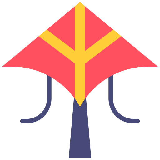 icono de cometa de color rojo, azul y amarillo